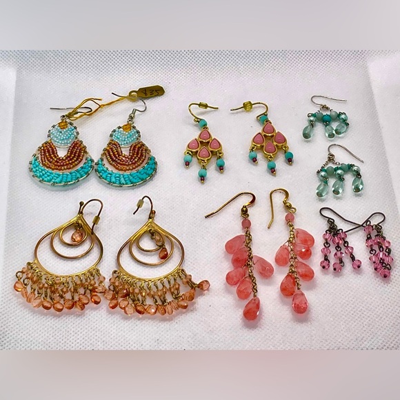 SIX PAIRS Pink and Blue Earrings in ONE Bundle!  Full Set of 6 Pairs / One Lot! - Picture 3 of 16